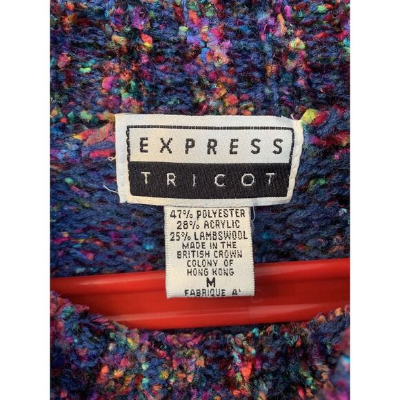 Vintage Express Tricot Women's Sweater Rainbow Lambs Wool Blend Size M Mock Neck - Picture 6 of 14